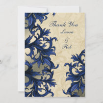 Navy ivory Vintage Flourish Wedding Invitation