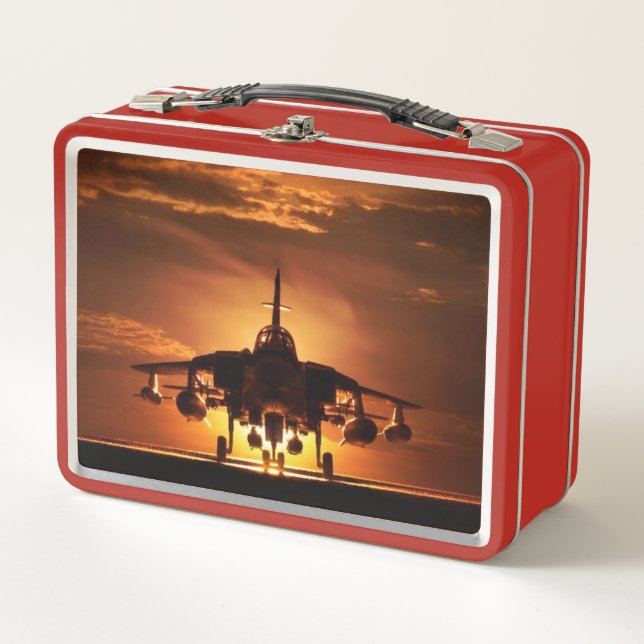 Navy Jet Sunset Metal Lunch Box (Front)