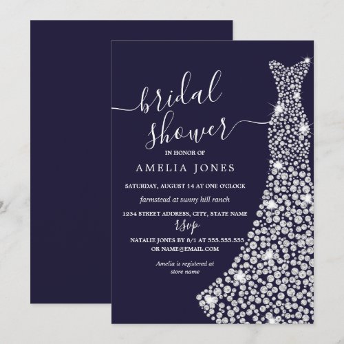 Navy Jewel Dress Bridal Shower Invitation