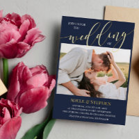 Navy Join Us Script Photos Double Sided Wedding