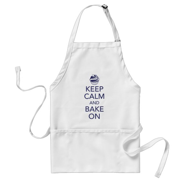 Navy Keep Calm and Bake On Apron (Front)