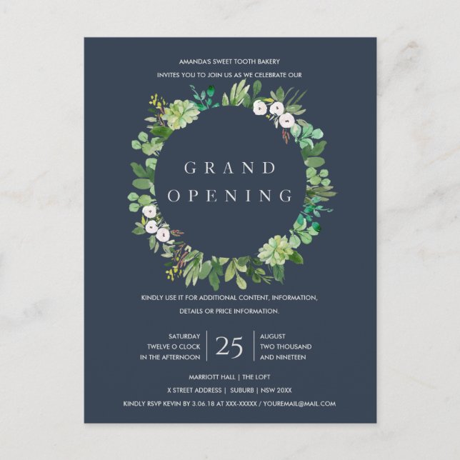 NAVY KRAFT FOLIAGE FRAME GRAND OPENING CEREMONY POSTCARD (Front)