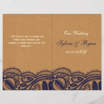 Navy Lace and Kraft Paper Wedding