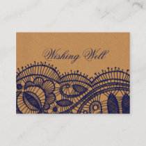 Navy Lace and Kraft Paper Wedding Enclosure Card