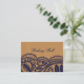 Navy Lace and Kraft Paper Wedding Enclosure Card (Standing Front)