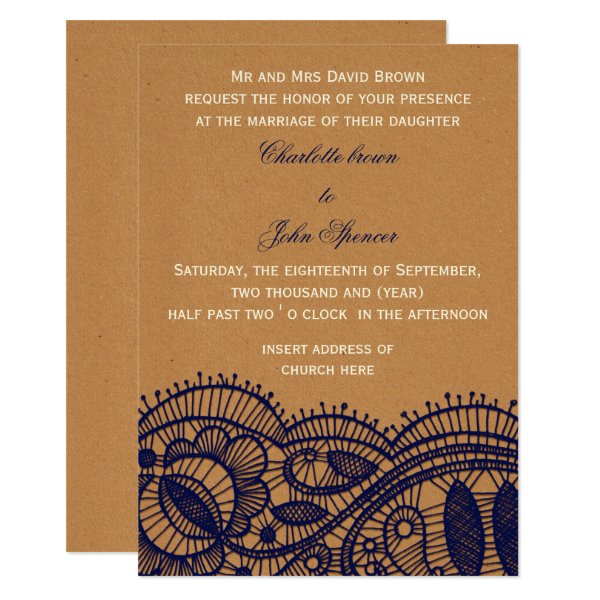 161309371089202651 Navy Lace and Kraft Paper Wedding Invitation