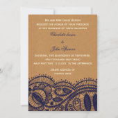 Navy Lace and Kraft Paper Wedding Invitation (Front)