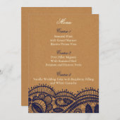 Navy Lace and Kraft Paper Wedding Menu (Front/Back)