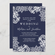 Navy Lace Applique Elegant Wedding