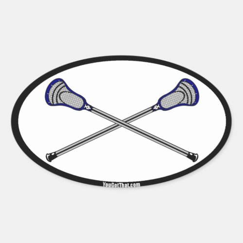 Navy Lacrosse Sticks Oval Sticker