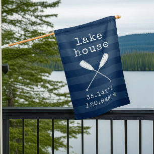 Navy   Lake House Custom Coordinates Flag