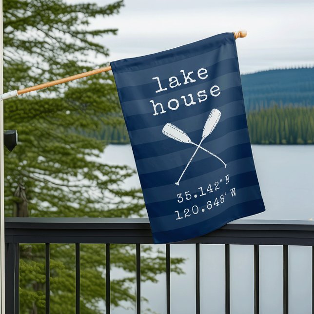 Navy | Lake House Custom Coordinates House Flag (Creator Uploaded)