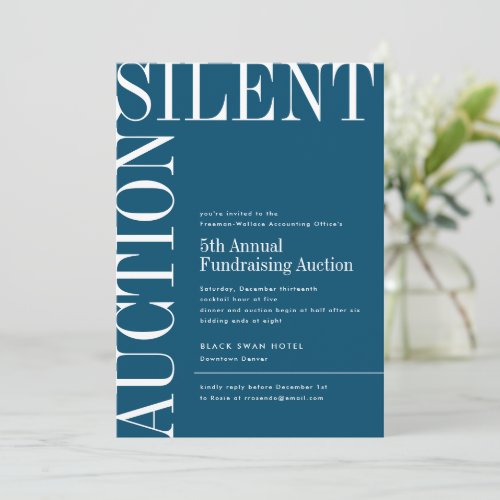 Navy Large Text Silent Auction Invitation