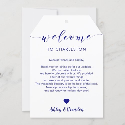 Navy Large Wedding Welcome Tag Letter Itinerary