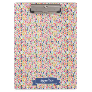 Navy Leaves Pattern Modern Personalized Clip board