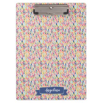 Navy Leaves Pattern Modern Personalized Clip Board by Pip_Gerard at Zazzle
