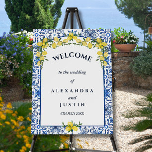 Navy Lemon Italian Wedding Welcome Sign