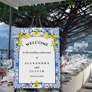 Navy Lemon Italian Wedding Welcome Sign