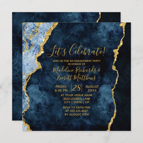 Navy Lets Celebrate Engagement Party Invitation