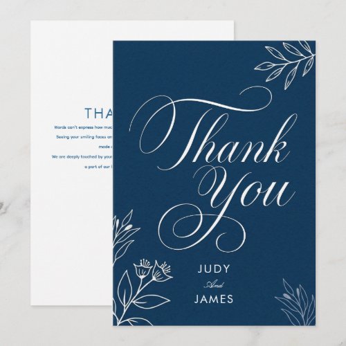 navy lettered calligraphy classic simple elegant  thank you card