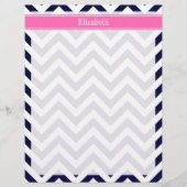Navy Lg Chevron HotPink2 Quatrefoil Name Monogram (Front)