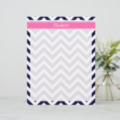 Navy Lg Chevron HotPink2 Quatrefoil Name Monogram (Standing Front)