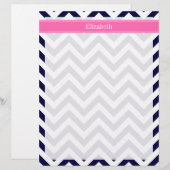 Navy Lg Chevron HotPink2 Quatrefoil Name Monogram (Front/Back)