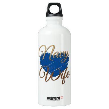 Navy life Blue Gold heart love Aluminum Water Bottle Navy life Blue Gold heart love Aluminum Water Bottle