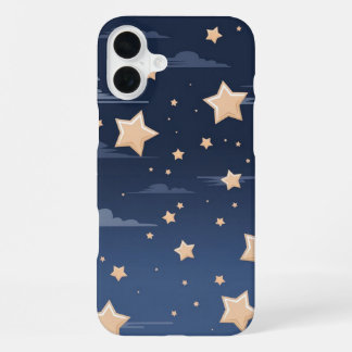 Navy & Light Beige Big Ol' Stars iPhone 16 Plus Case