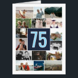Navy Light Blue 16 Photos Birthday Big Card<br><div class="desc">Wish your father,  grandfather,  husband,  brother,  uncle or friend a happy birthday on his big birthday with this large birthday card personalized with 16 photos from his life with his age in light blue against navy blue. Personalized giant birthday card with age and photos.</div>