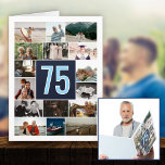Navy Light Blue 16 Photos Birthday Big Card<br><div class="desc">Wish your father,  grandfather,  husband,  brother,  uncle or friend a happy birthday on his big birthday with this large birthday card personalized with 16 photos from his life with his age in light blue against navy blue. Personalized giant birthday card with age and photos.</div>