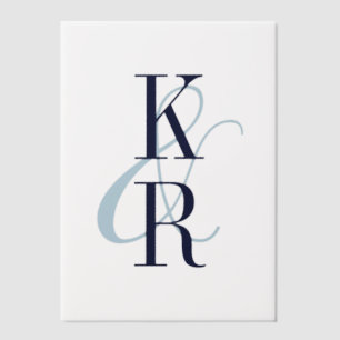 Navy & Light Blue Elegant Initials & Ampersand Vellum Invitations