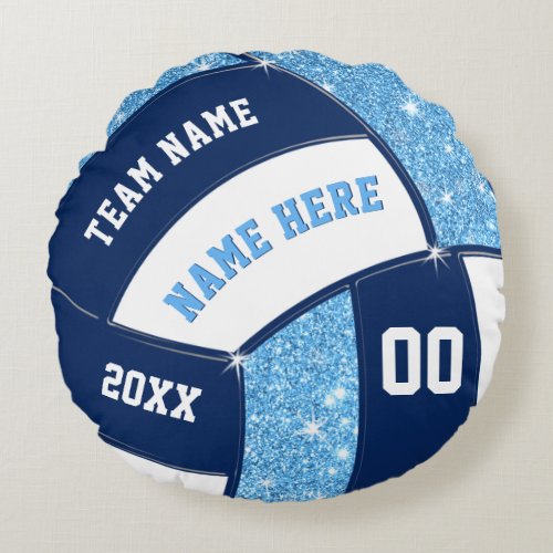 Navy Light Blue Gifts for Volleyball Players Round Pillow
