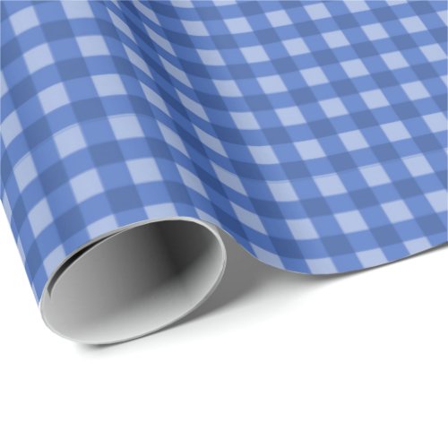 Navy  Light Blue Gingham Wrapping Paper