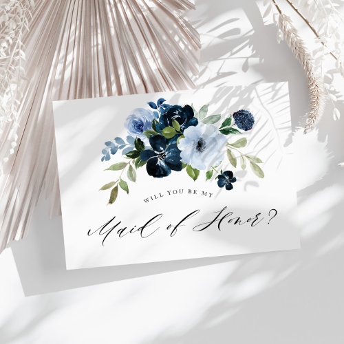 navy light blue Maid of Honor proposal card