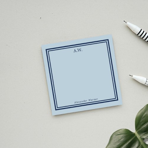 Navy  Light Blue Monogrammed Notes