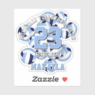navy light blue volleyballs cluster w athlete name sticker