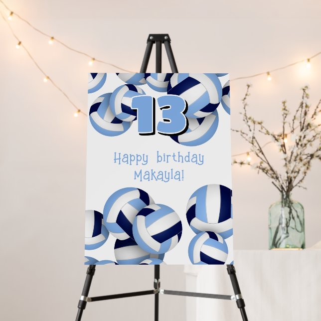 navy light blue volleyballs kids birthday party foam board (In Situ (Stand))