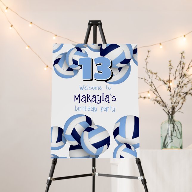 navy light blue volleyballs kids birthday party foam board (In Situ (Stand))