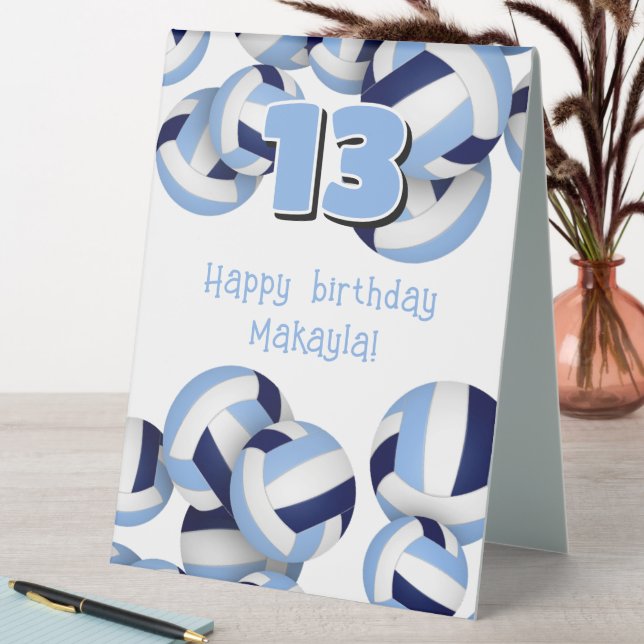 navy light blue volleyballs kids birthday party table tent (In SItu (Table))
