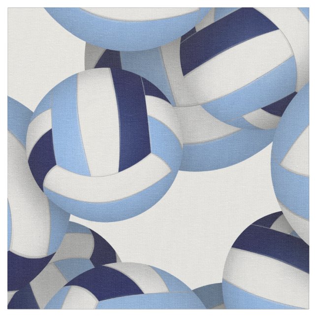  navy light blue volleyballs pattern fabric (Close Up)