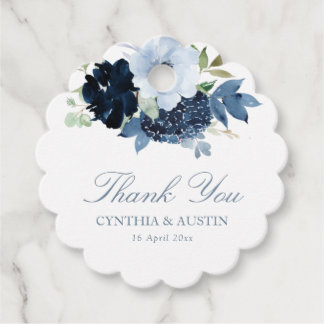 navy light blue wedding thank you favor tags