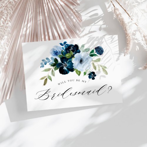 navy light blue will you be my bridesmaid card