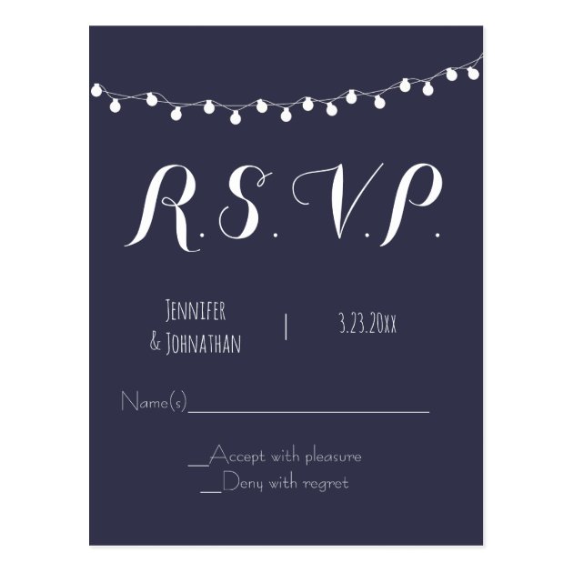 Navy Light Wedding RSVP Cards