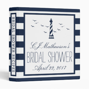 Navy Lighthouse Nautical Bridal Shower Recipe 3 Ring Binder