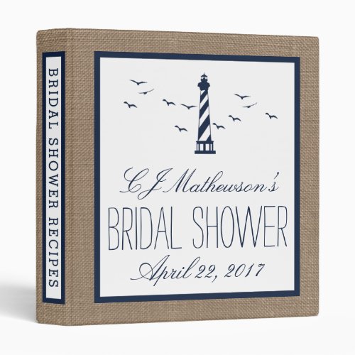 Navy Lighthouse Nautical Bridal Shower Recipe Binder