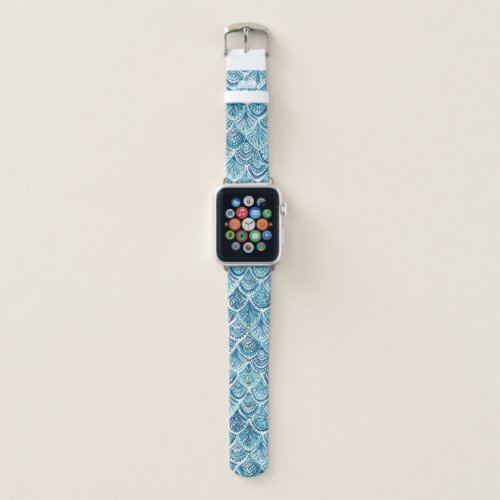 Navy LIKE A MERMAID Nautical Fish Scales Pattern Apple Watch Band