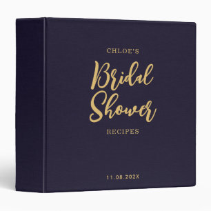 Navy Linen Personalized Bridal Shower Recipes 3 Ring Binder
