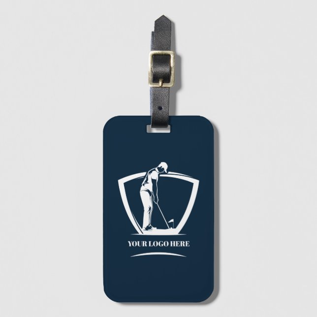 Navy Logo Golf Tournament Swag Bag Tag (Front Vertical)