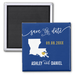 Navy Louisiana Wedding Save the Date Map Magnet